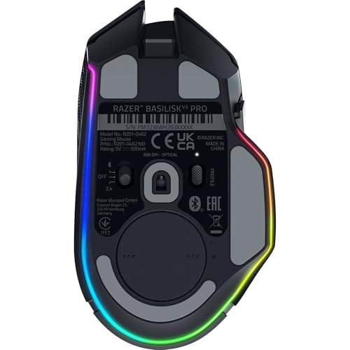 Razer Basilisk V3 Pro Wireless Gaming Mouse: HyperScroll Tilt Wheel - 30K DPI Optical Sensor - Gen-3 Optical Switches - 13-Zone Chroma RGB - 13 Programmable Controls - 3 Connection Modes - Black