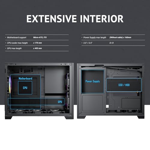 Antec Flux M, 3 x 120 PWM ARGB,3 x 120 PWM Reverse Fans Included, Vertical Airflow Design, 360mm Top Radiator Support, Type-C 3.2 Gen 2, Full-Size Dust Filters, Compact Micro-ATX Gaming Case