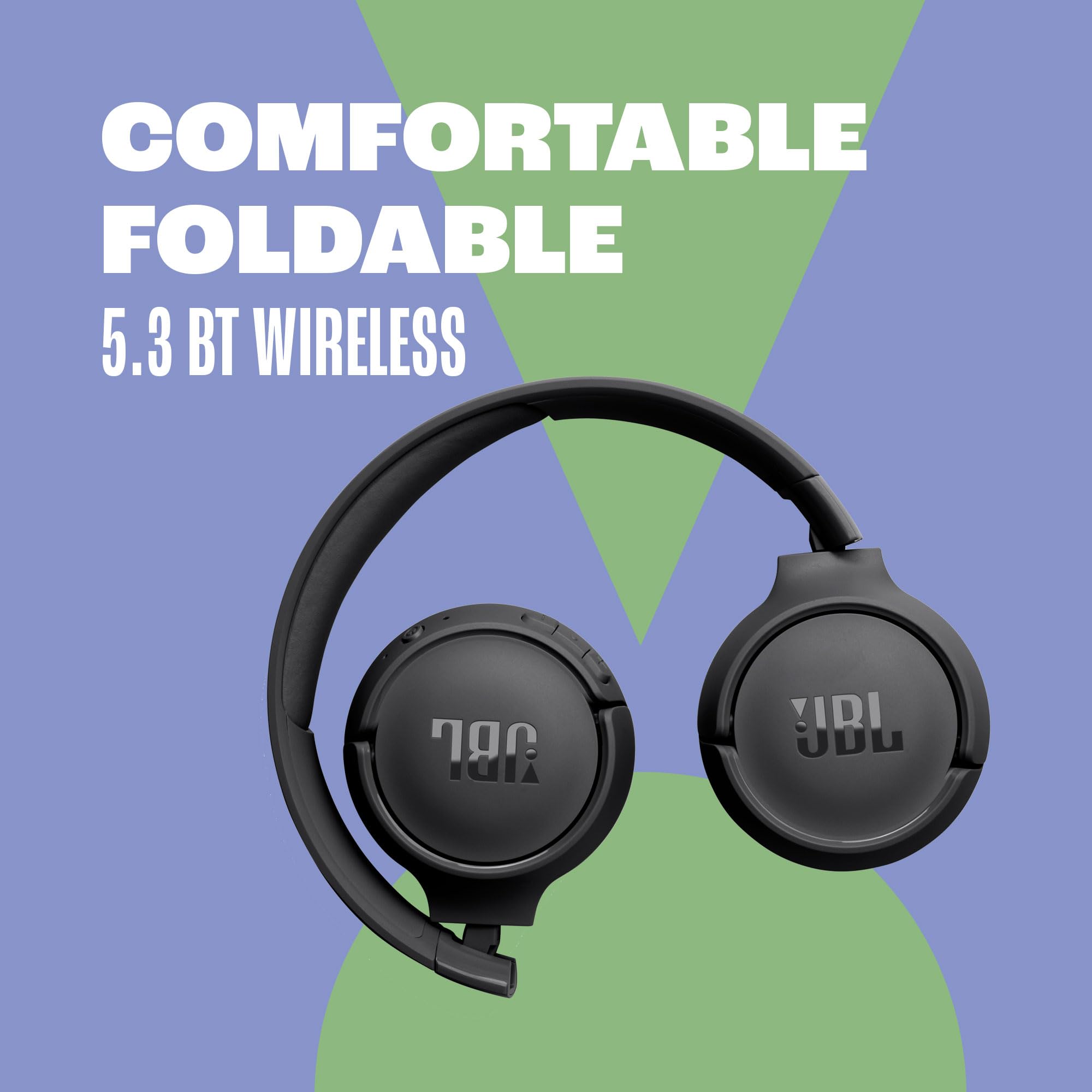 JBL Tune 520BT - Wireless On-Ear Headphones, Up to 57H Battery Life and Speed Charge, Lightweight, Comfortable and Foldable Design, Hands-Free Calls with Voice Aware (Black)