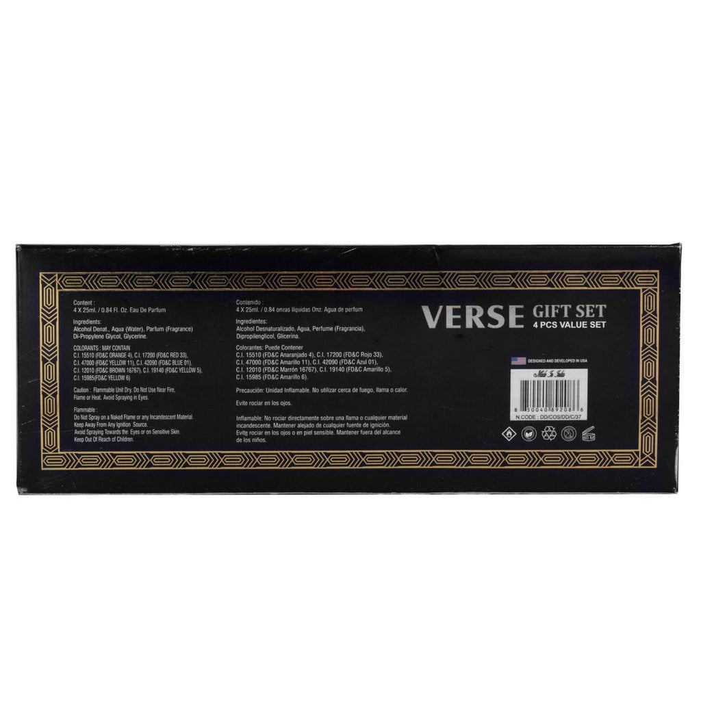NovoGlow Verse Mini 4-Piece Fragrance Gift Set for Men - Aromatic, Floral, Oriental & Woody Notes - Individually Boxed - Travel Size - 25ml Eau De Parfum