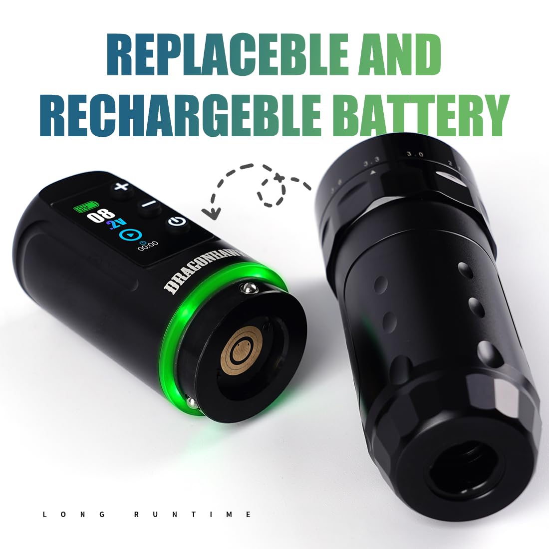 Dragonhawk L3 Tattoo Kit, Cordless/Cord Complete Tattoo Gun Kit Pen Machine, 7 Strokes Length, 2 Batteries 2,000mAh Power Supply with Extra Battery Rca Jack Part, Pro Tattoo Needles for Beginner