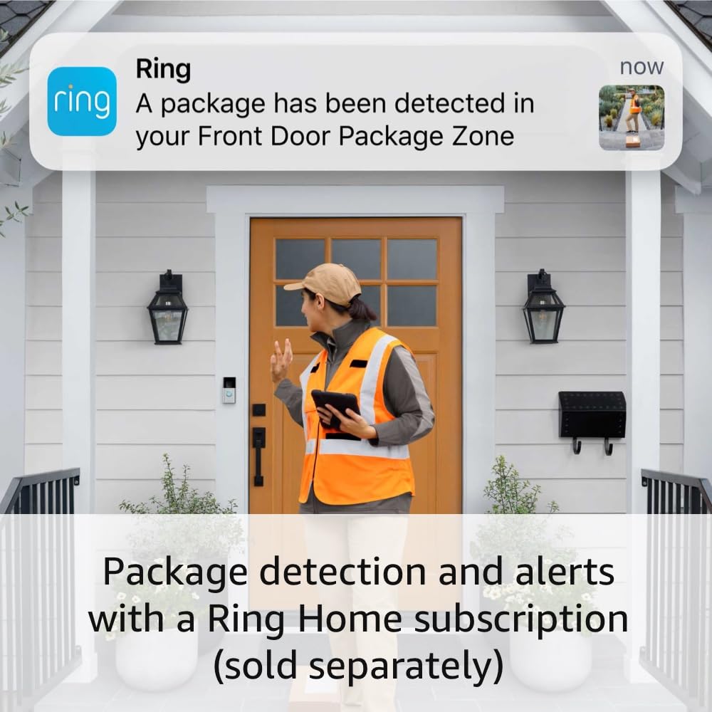 Ring Battery Doorbell Plus with Ring Battery Doorbell, Satin Nickel
