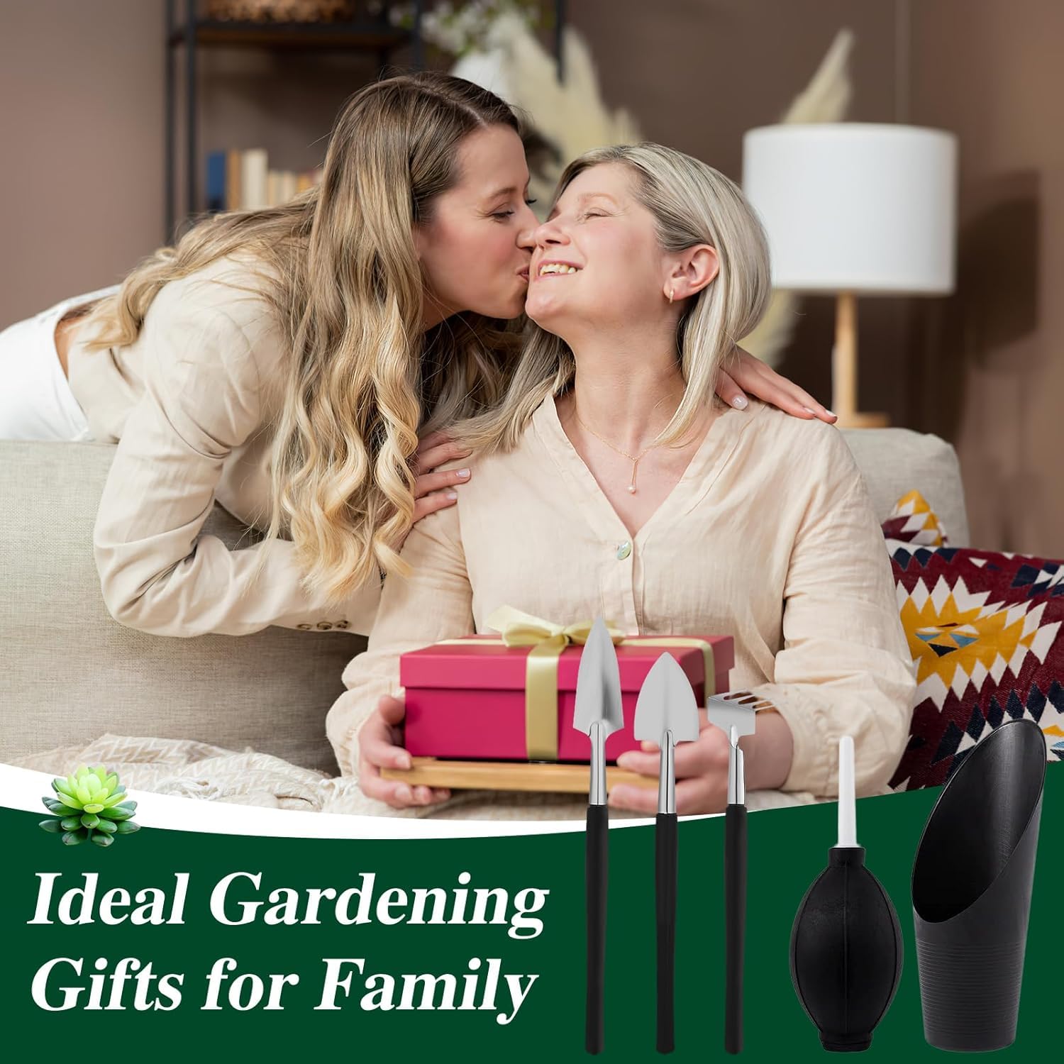 20pcs Small Gardening Tools Gifts for Women Beginners - Garden Hand Tools Set for Indoor Succulent Bonsai Plants Transplanting, Included 39.4" Plant Repotting Mat/Miniature Shovel/Labels, Green