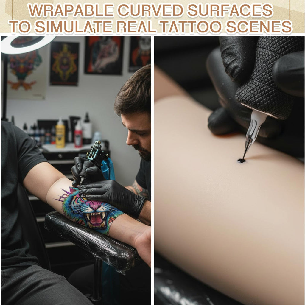 Heigble 148 x 6.3 Inch Rolled Blank 3mm Tattoo Practice Skin, One Roll Equivalent to 20+ Pieces Fake Skin Double Sides, Include 1 Scissors, 50 Pcs Transfer Papers, for Beginner Professional Practice