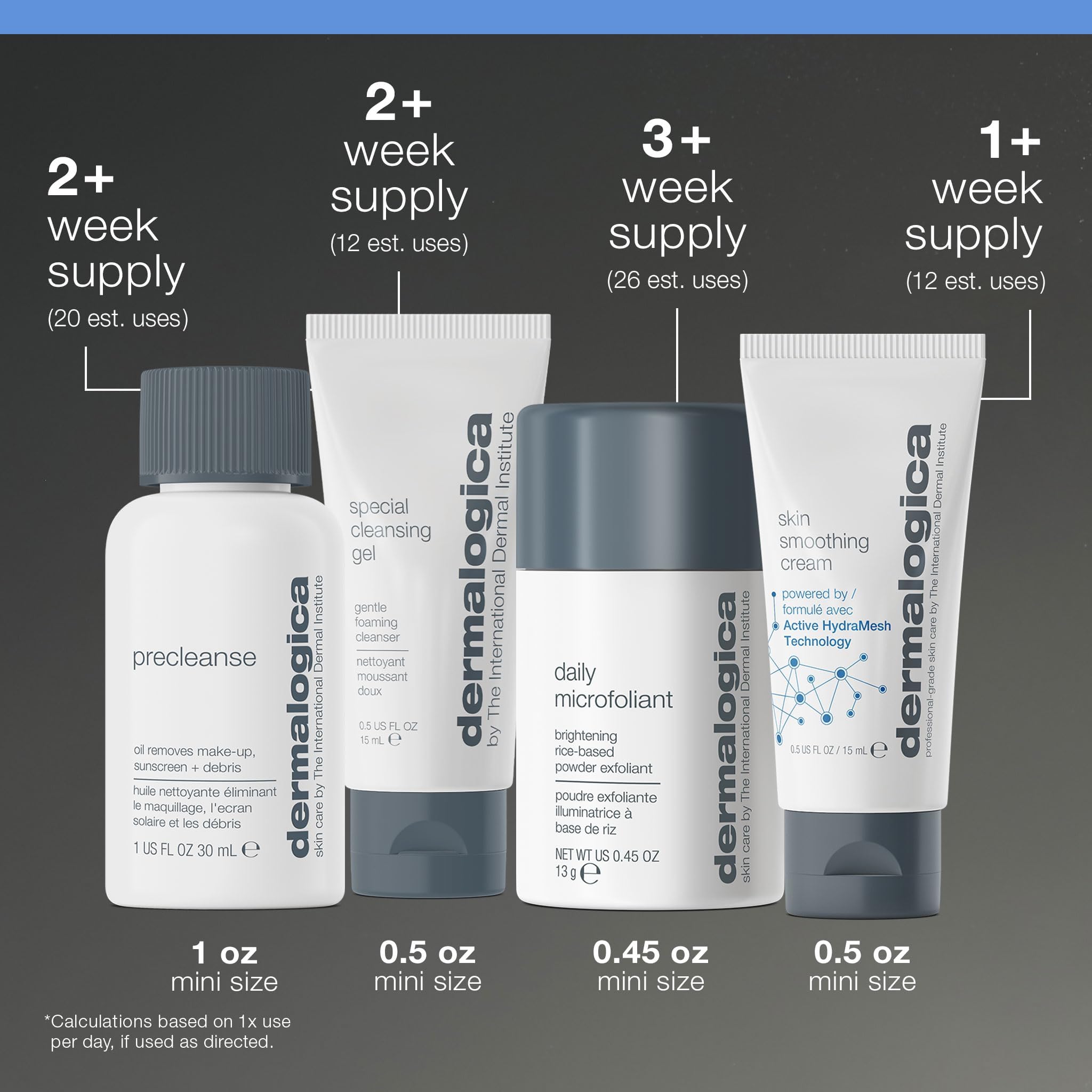 Dermalogica Discover Healthy Skin Kit - Includes: Precleanse, Face Wash, Face Exfoliator, & Moisturizer - Wash Away Impurities To Reveal Glowing Skin
