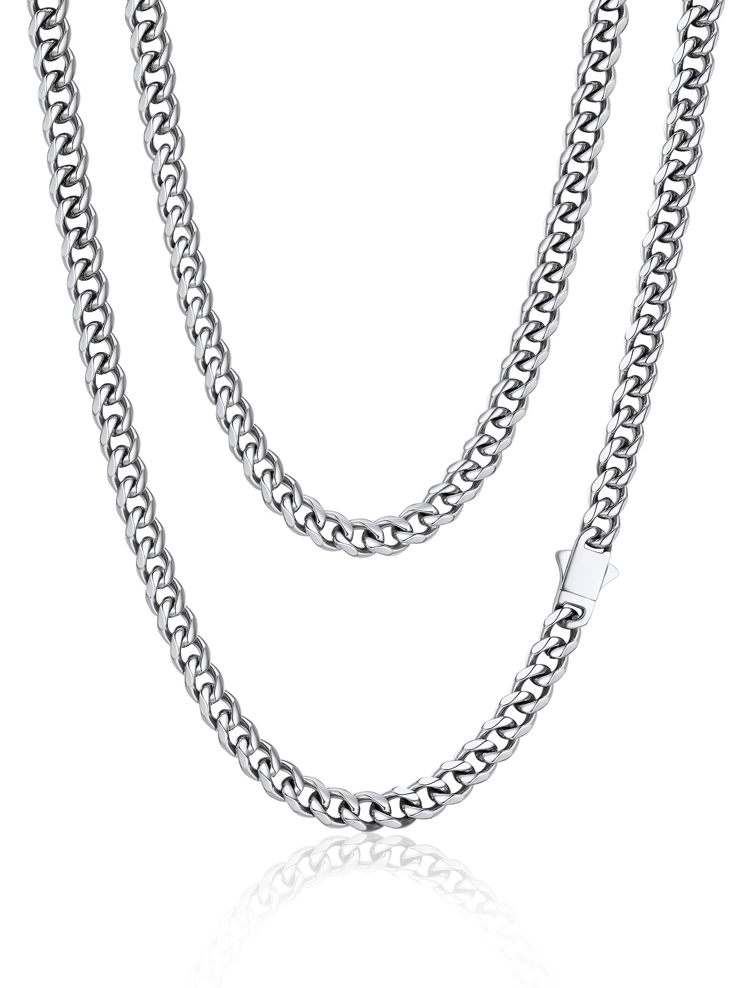 PROSTEEL Cuban Link Chain for Men -316L Stainless Steel Silver Thick 6mm Cuban Link Necklace, Non Tarnish & Waterproof, Durable Chunky Necklace Hip Hop Mens Jewelry 20" with Gift Box