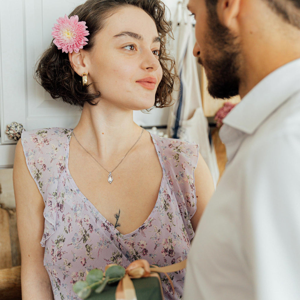 FANCIME October Birthstone Necklace for Women Opal Teardrop Necklace Sterling Silver Infinity Love Birthday Gifts for Mom Women, 16"+2" Inches