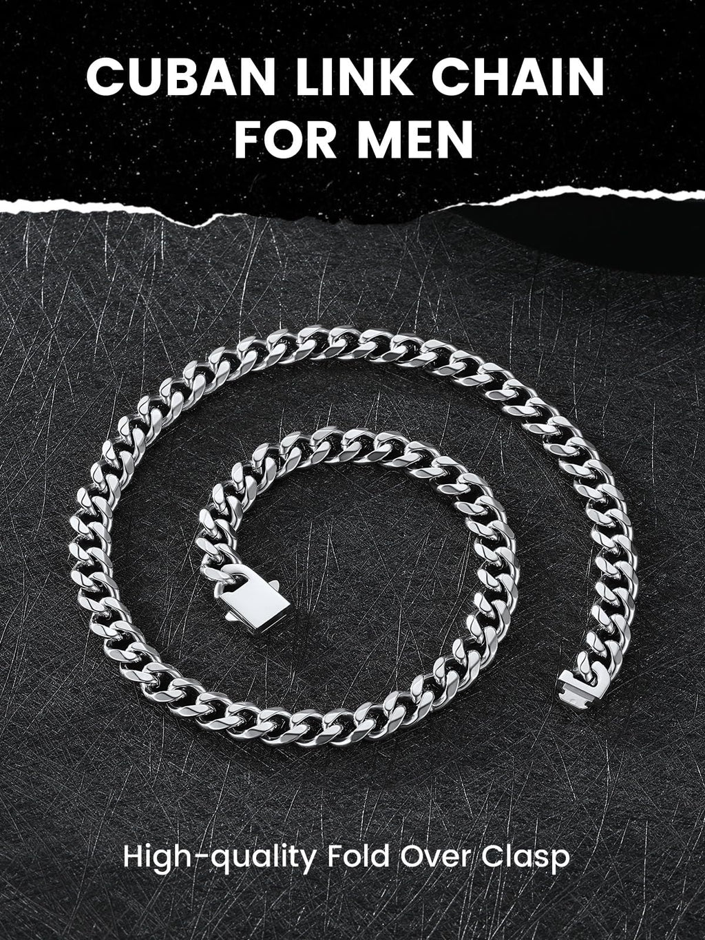 KeyStyle Cuban Link Chain for Men Women, Stainless Steel maimi Cuban Chain Necklace, Trendy Hip Hop Curb Chain Jewelry Gifts,Hypoallergenic & Non Tarnish Mens Chain,9mm Width,24" Length