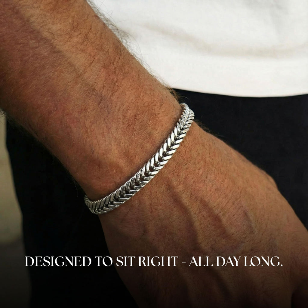 Galis Chain Bracelets For Men - Premium Stainless Steel Mens Bracelet, Silver Plated Non Tarnish Bracelet - This Snake Chain, Stylish Gifts For Him 7.5"