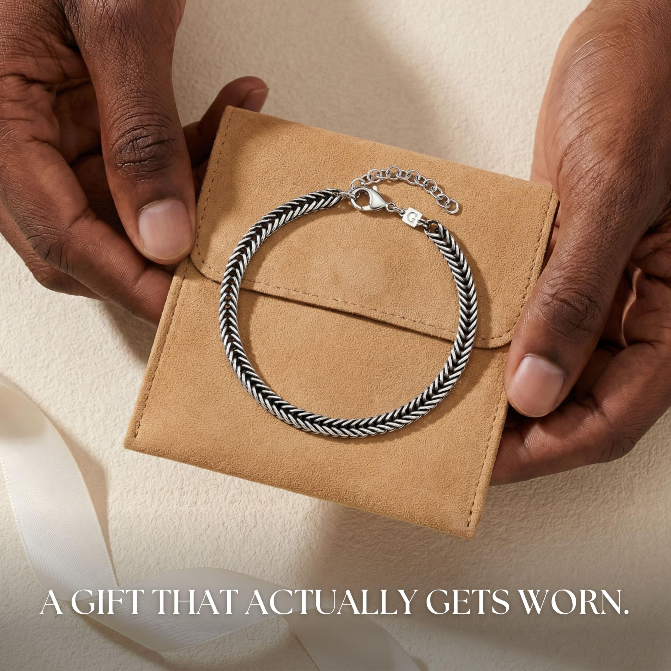 Galis Chain Bracelets For Men - Premium Stainless Steel Mens Bracelet, Silver Plated Non Tarnish Bracelet - This Snake Chain, Stylish Gifts For Him 7.5"